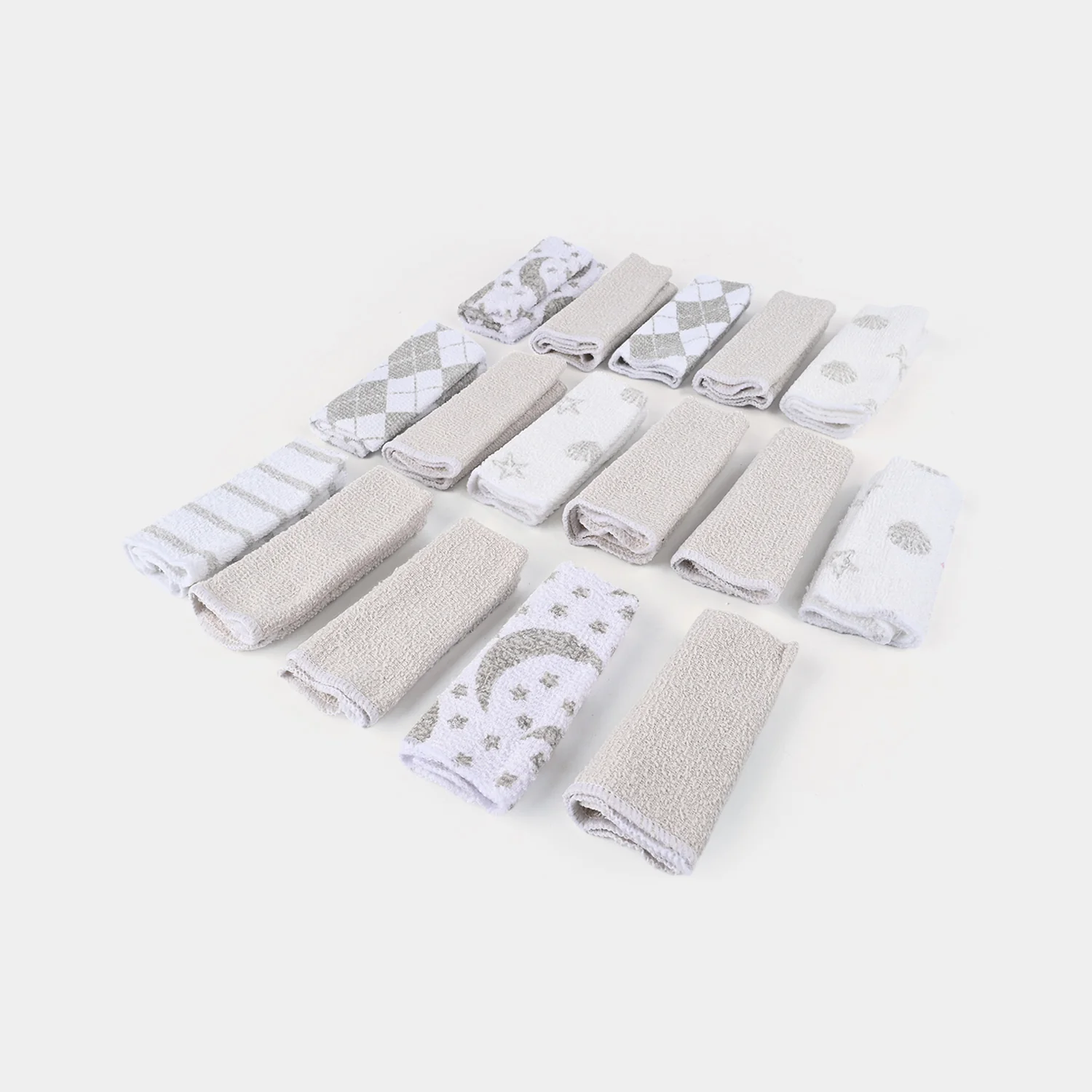 16PCS BABY FACE TOWEL - gray