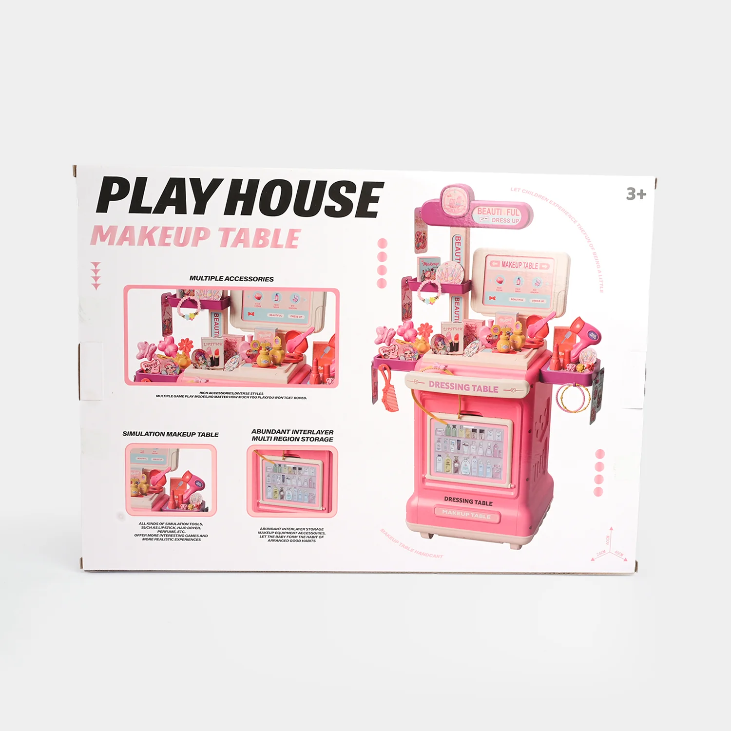 2-in-1 Kids Makeup Table & Dressing Handcart Playset - Image 4