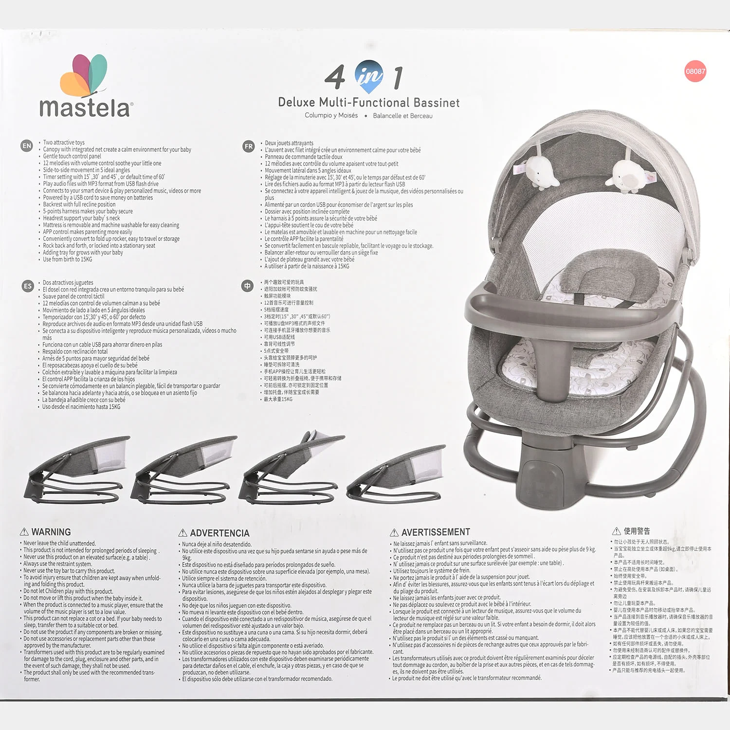 4-in-1 Deluxe Multi-Functional Bassinet Swing Mastela | 8087 - Image 7