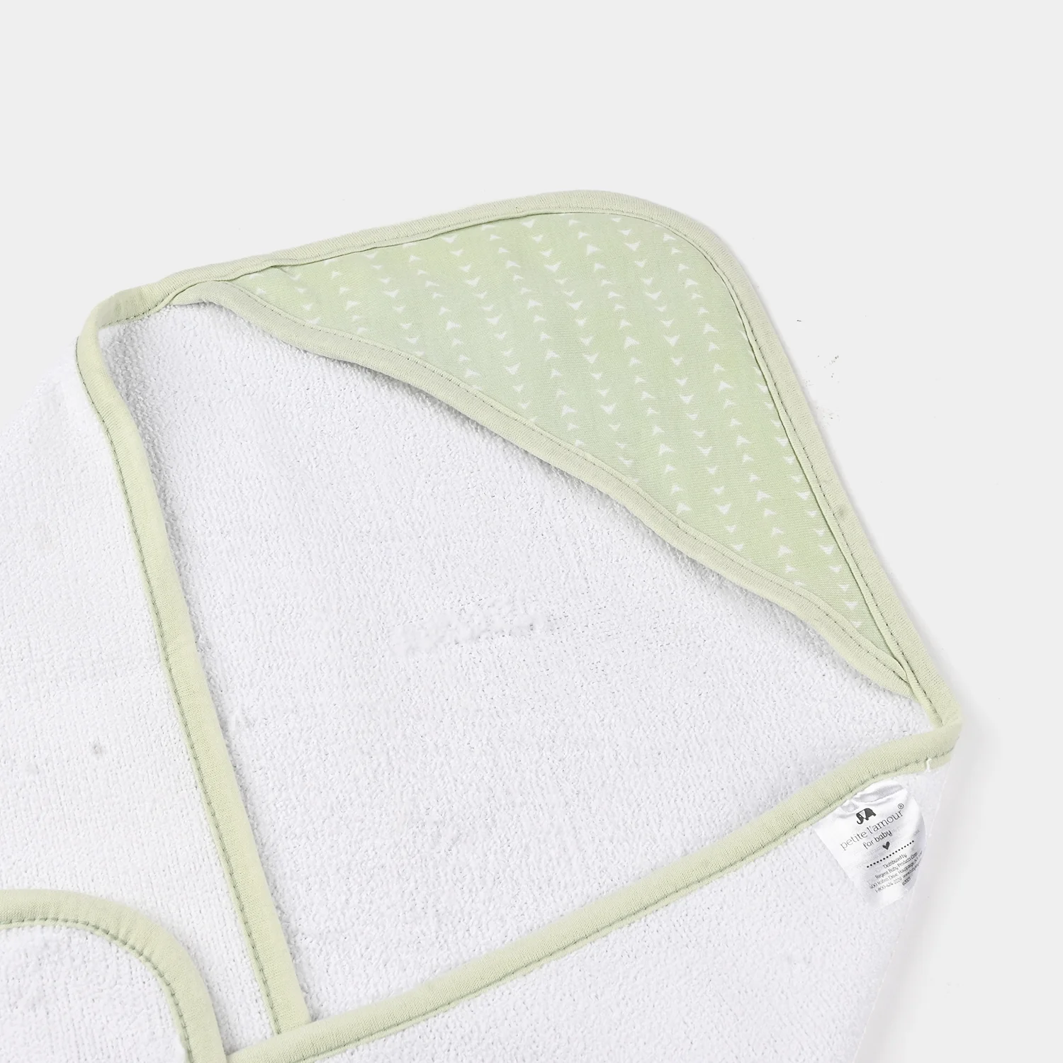 Baby Bath Towel White Green - Image 2