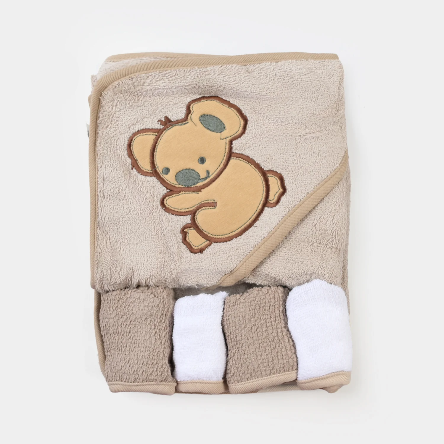 BABY HOODED BATH TOWEL SET | 975-BROWN BEAR - Image 3