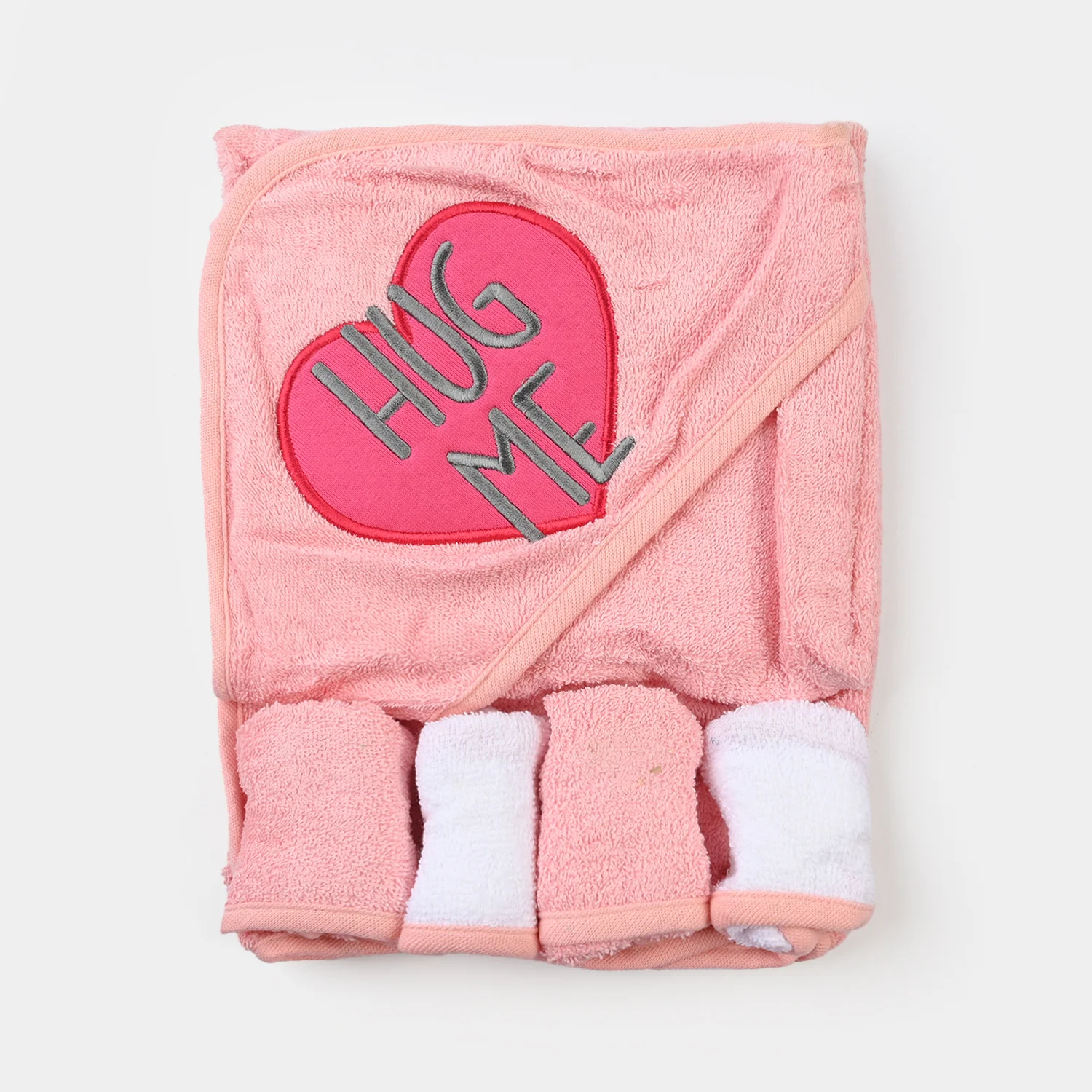 BABY HOODED BATH TOWEL SET | 975-PINK HEART - Image 4