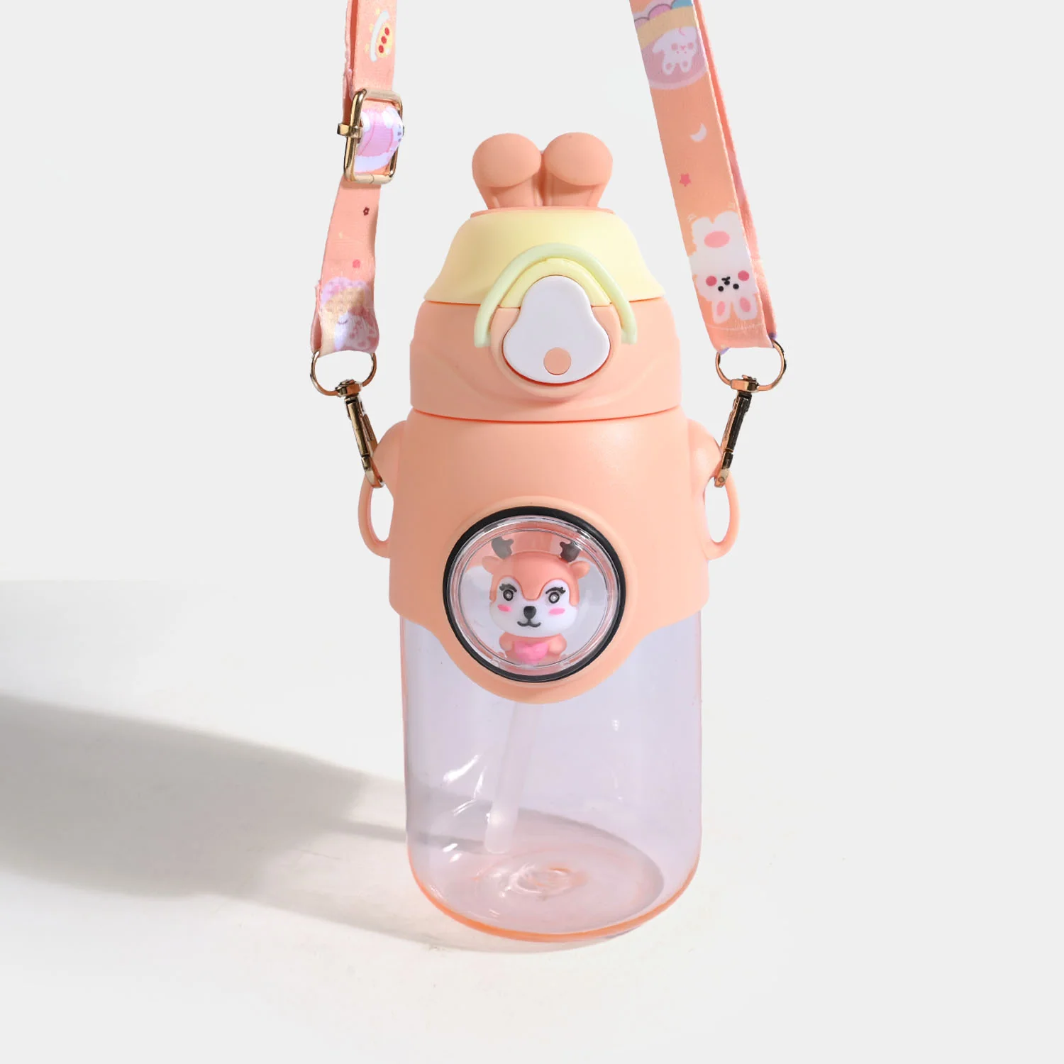 KIDS STRAW WATER BOTTLE/BEAKER | SH2702 - PEACH - Image 5