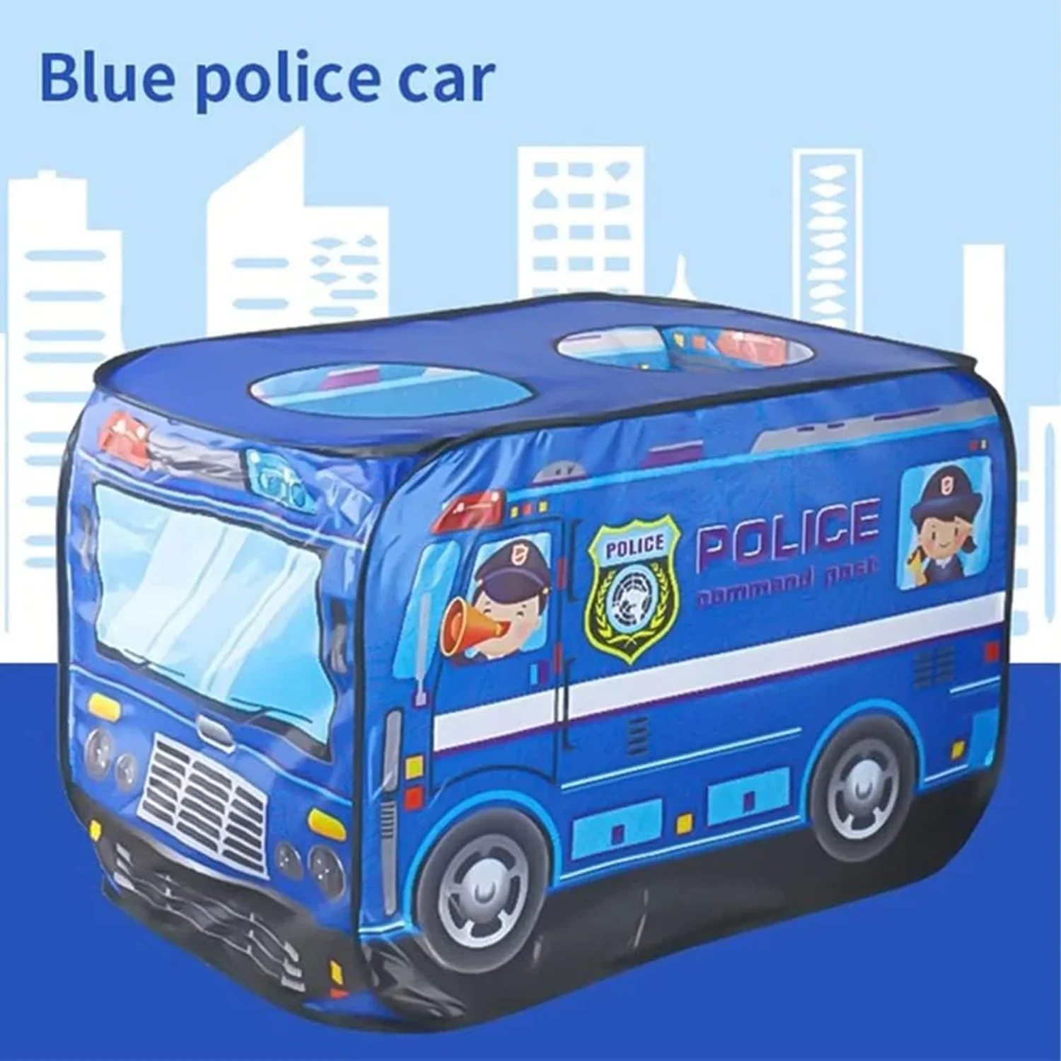 Blue Police Car Pop Up Tent With Carrying Case - Image 3