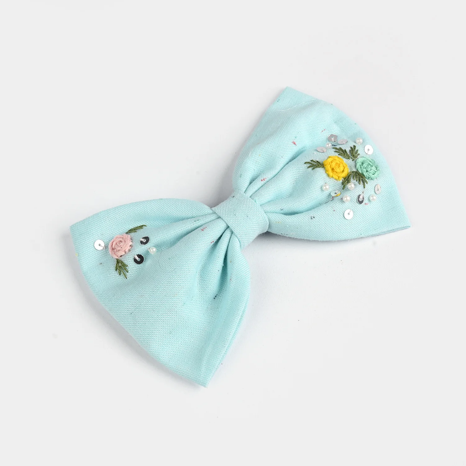 Handmade Embroidered Bow Hair Pin