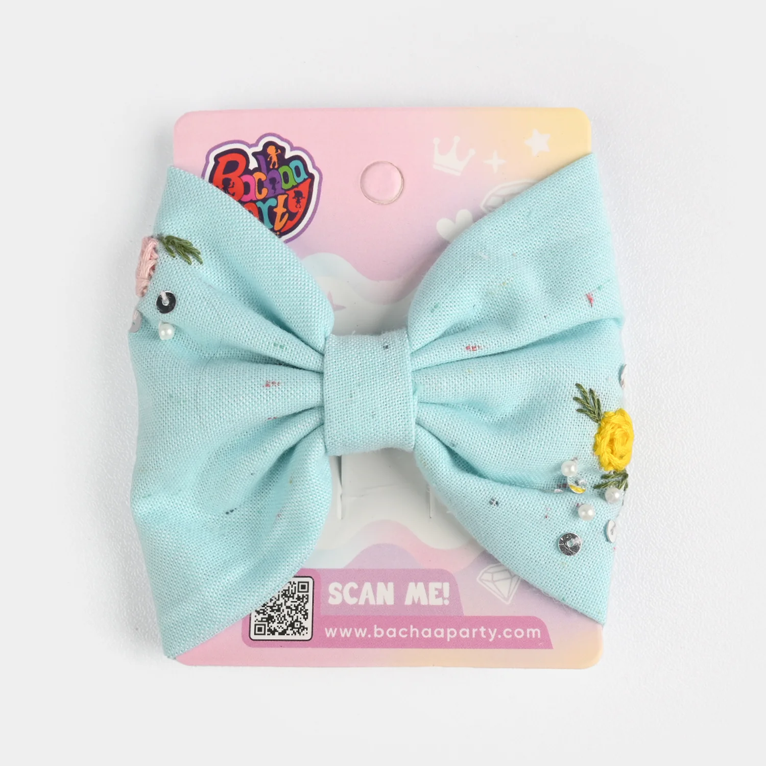 Handmade Embroidered Bow Hair Pin - Image 3