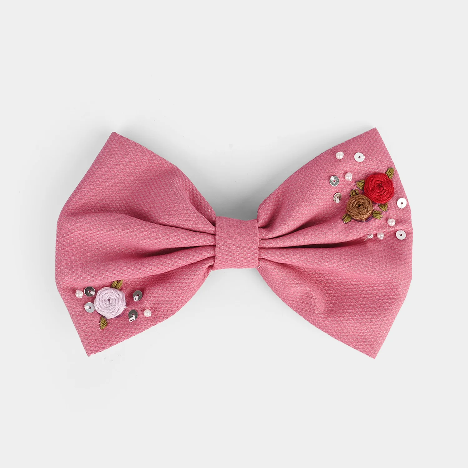 Handmade Embroidered Bow Hair Pin - Image 2