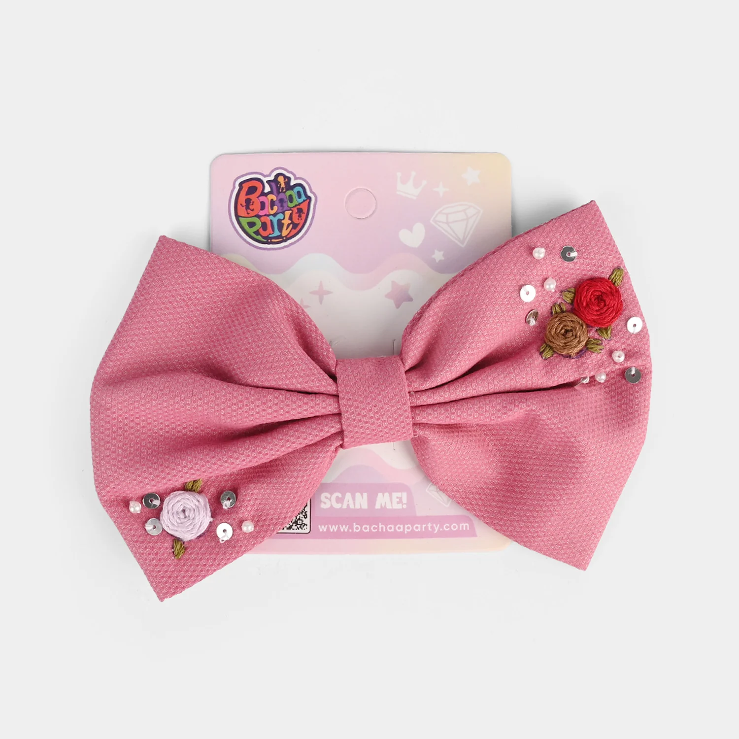 Handmade Embroidered Bow Hair Pin - Image 3
