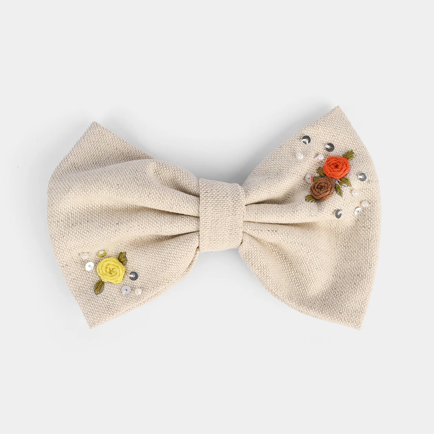 Handmade Embroidered Bow Hair Pin - Image 2