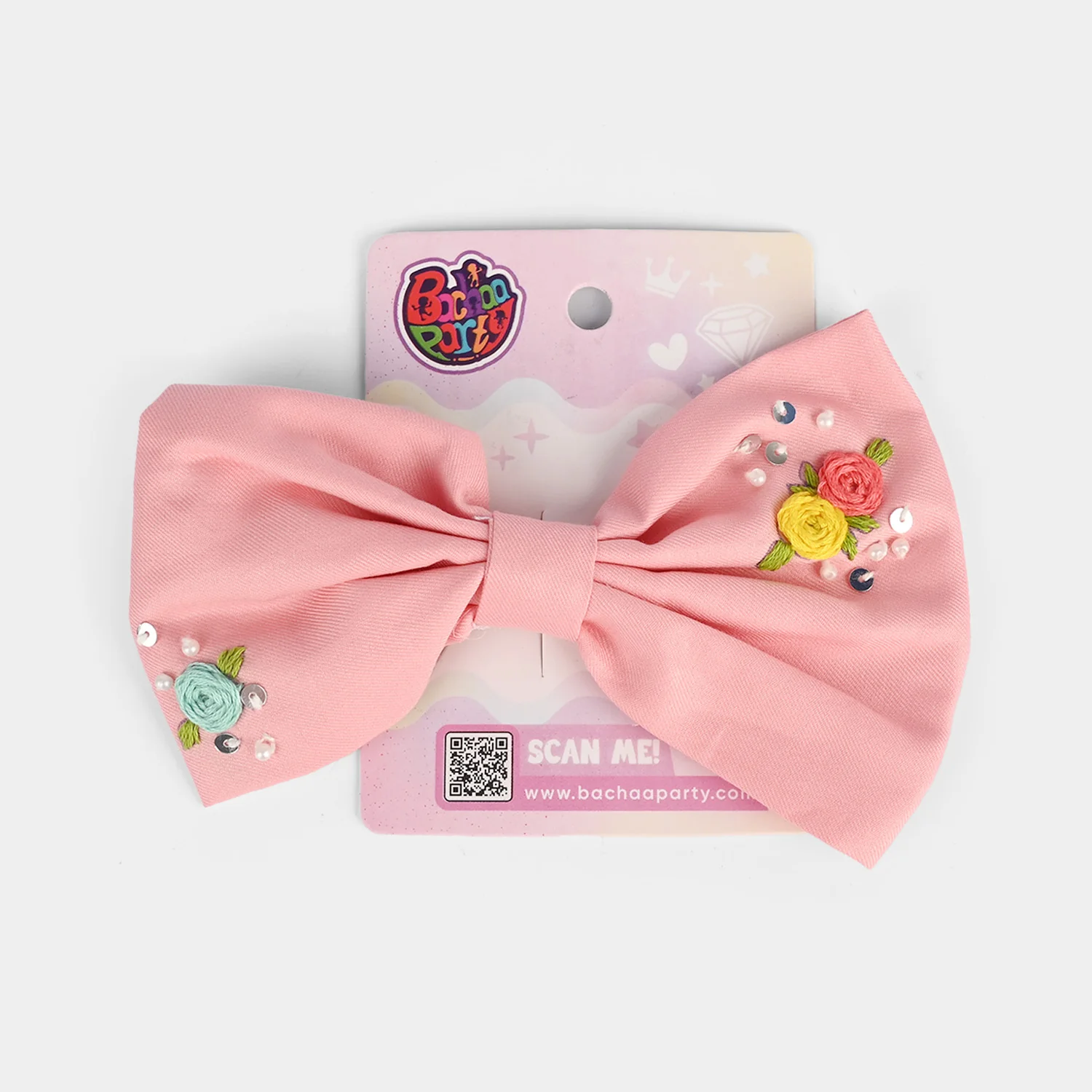 Handmade Embroidered Bow Hair Pin - Image 3