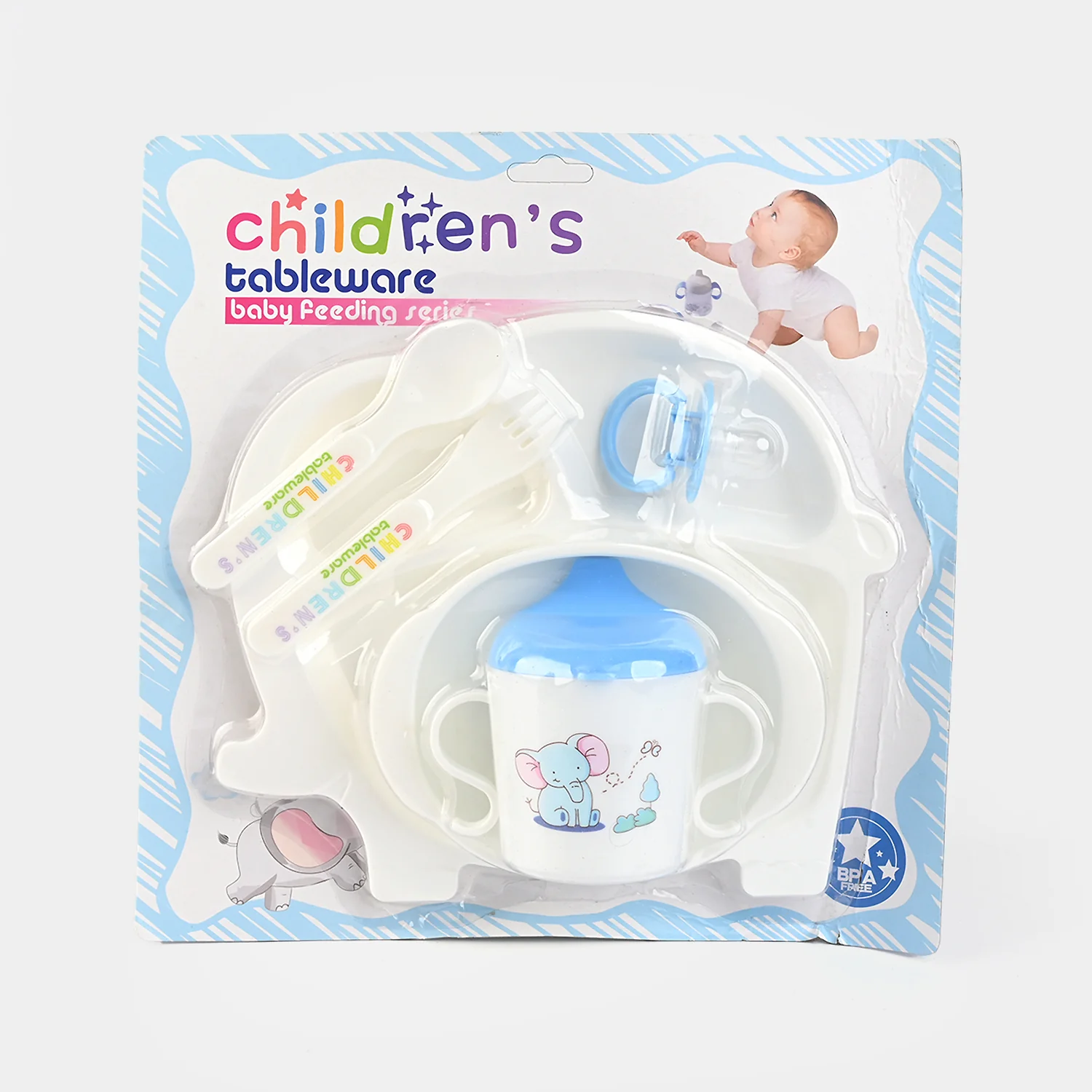 Baby Tableware Feeding Set - 911-blue - Image 4