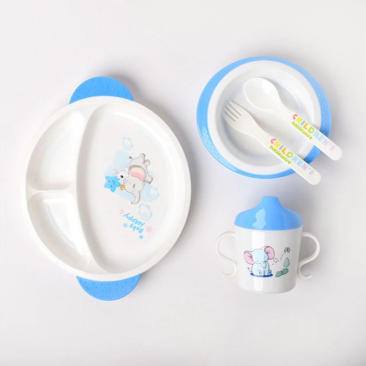 Baby Tableware Feeding Set - 912-blue - Image 3