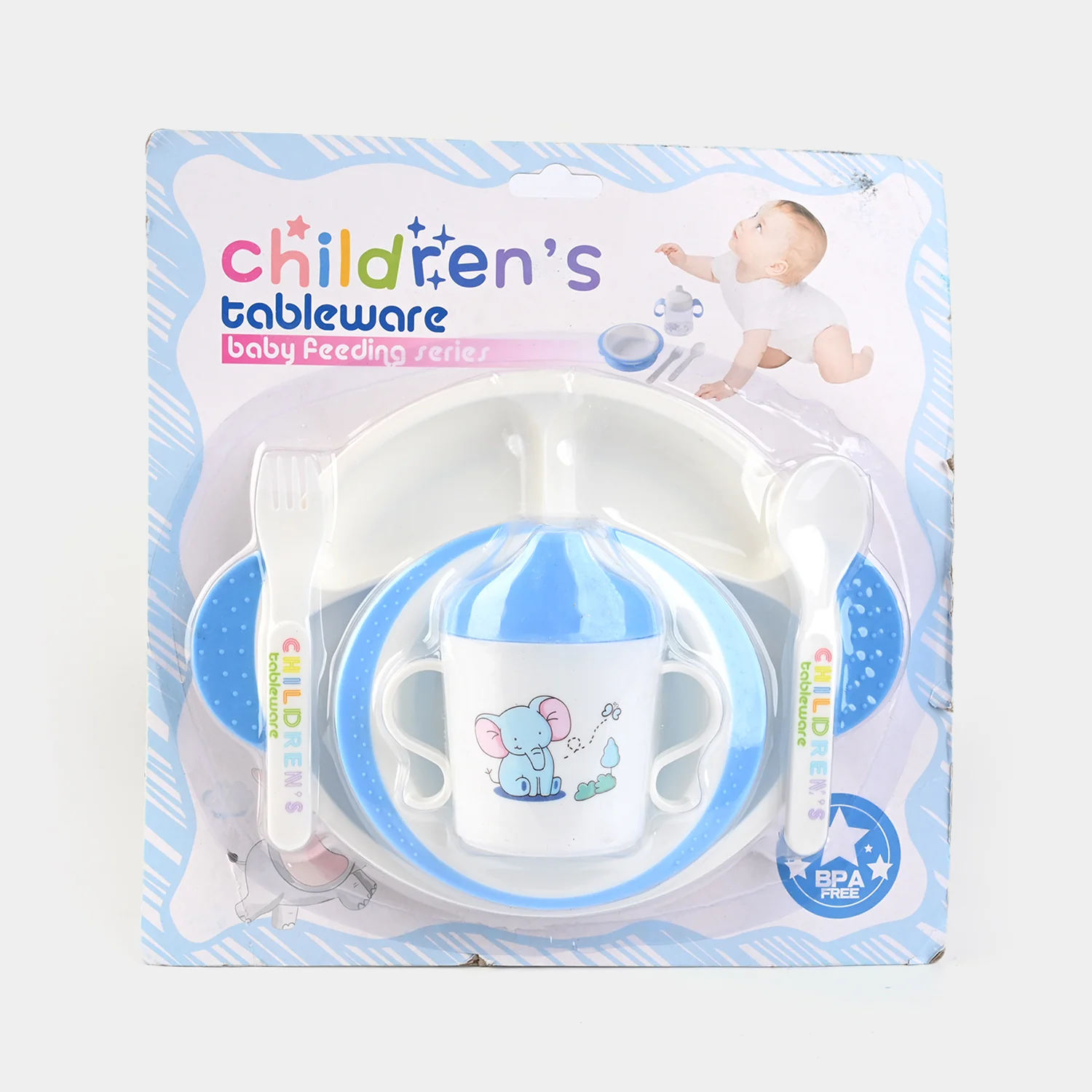 Baby Tableware Feeding Set - 912-blue - Image 4