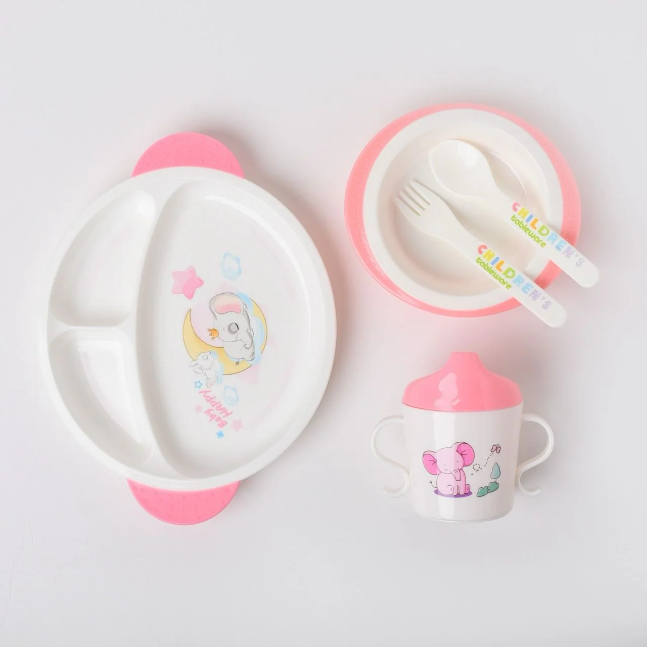Baby Tableware Feeding Set - 912-pink - Image 3