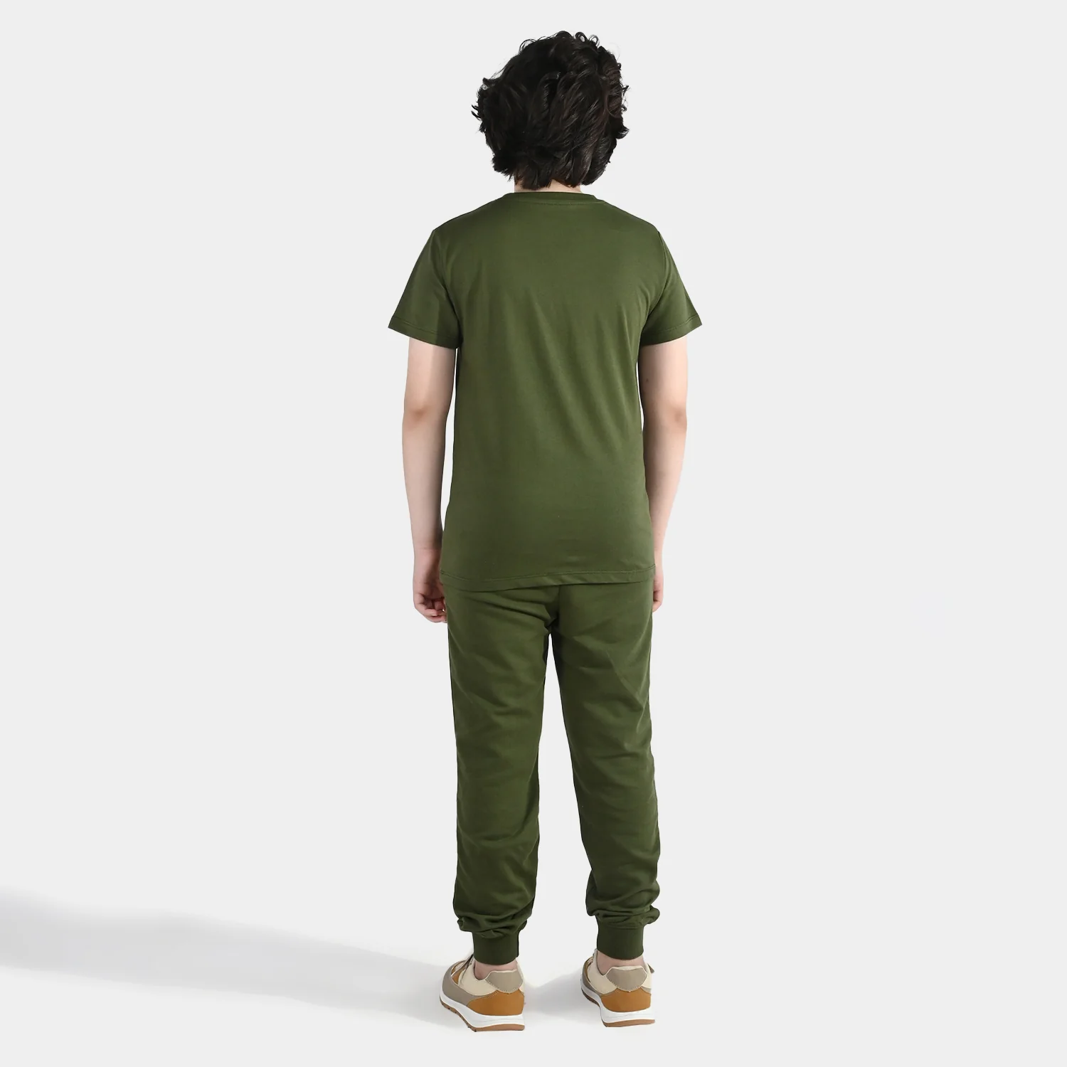 Boys Jersey/Terry 2 Piece Suit A Great Time - Olive Green - Image 5