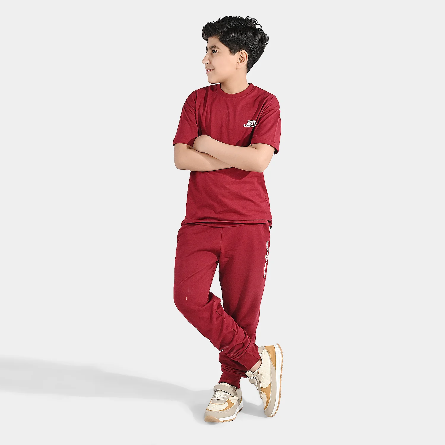 Boys Jersey/Terry 2 Piece Suit Just Action - Red - Image 3
