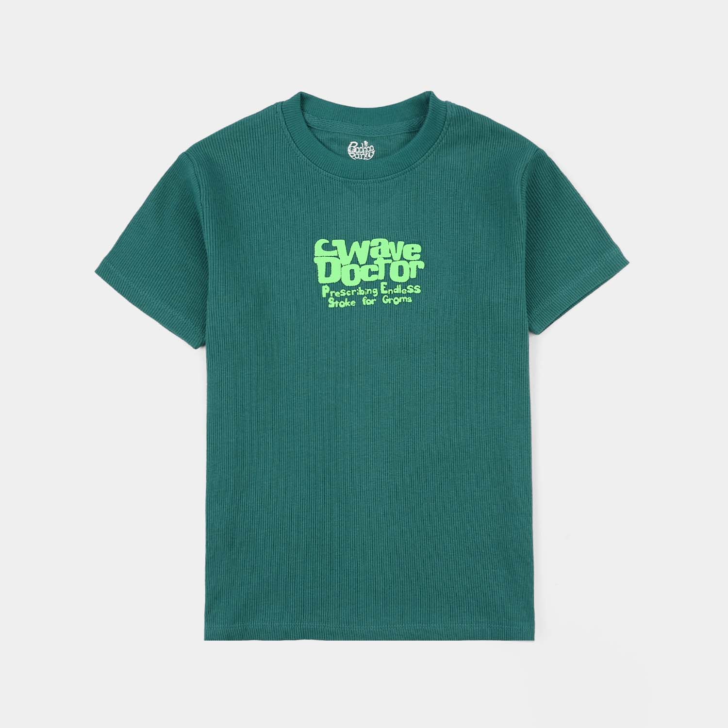 Boys 2x1 Rib Half-Sleeve T-Shirt (Wave Doctor) - Green