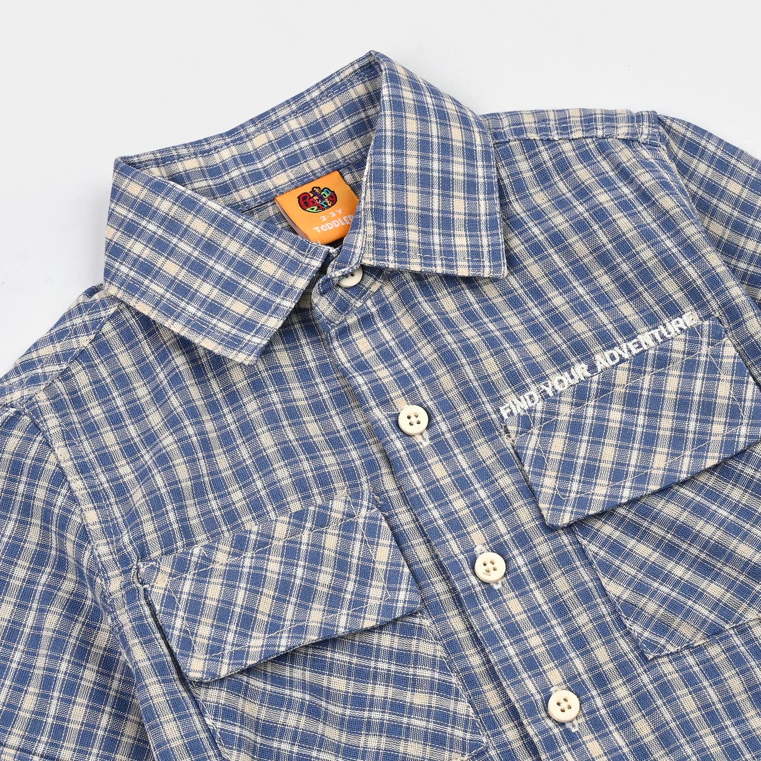 Boys Cotton Casual Shirt H/S Find Your Adventure-BLUE - Image 2