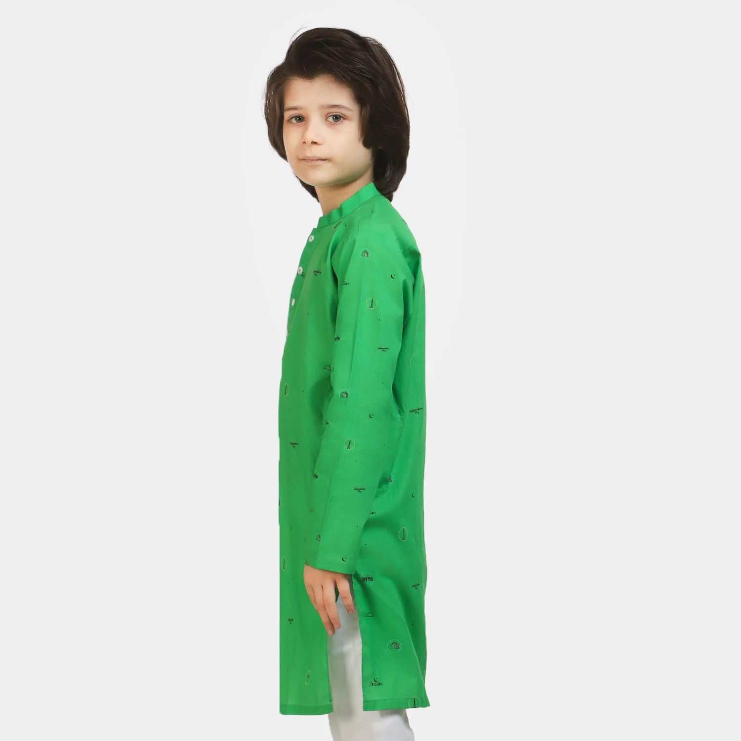 Boys Independence National Monument Kurta – Green - Image 3