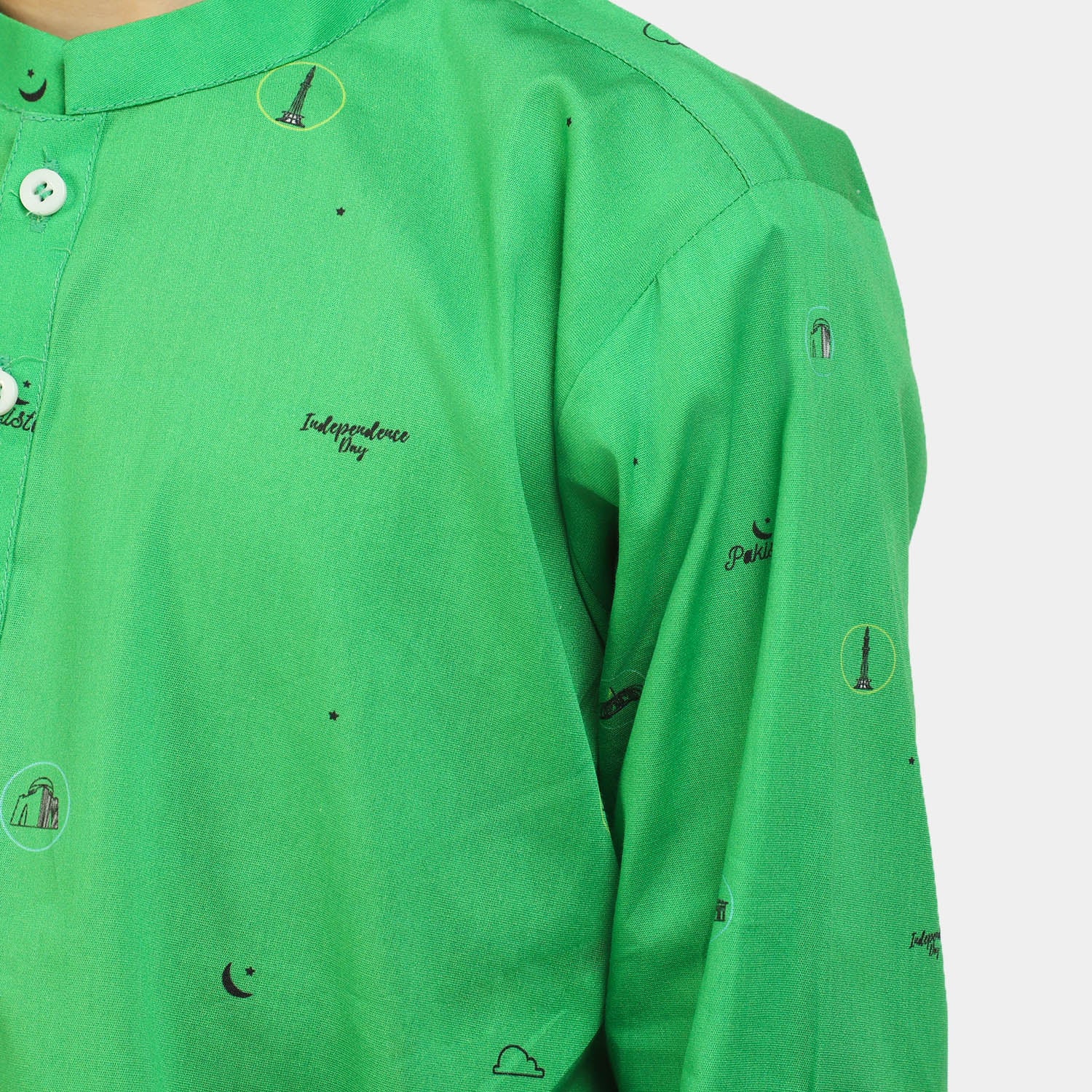 Boys Independence National Monument Kurta – Green - Image 4