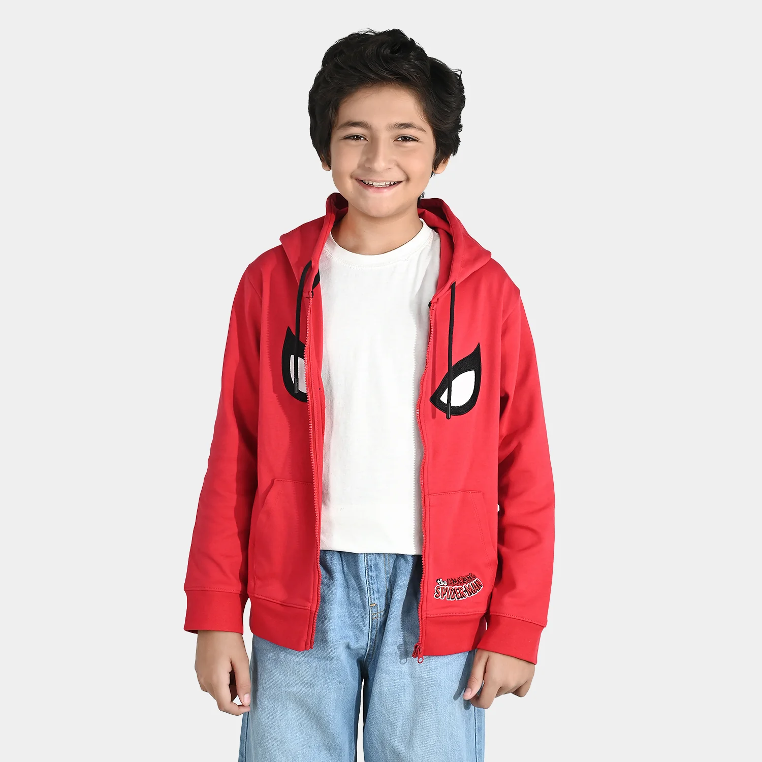 Boys Cotton Interlock Knitted Jacket-Red - Image 5