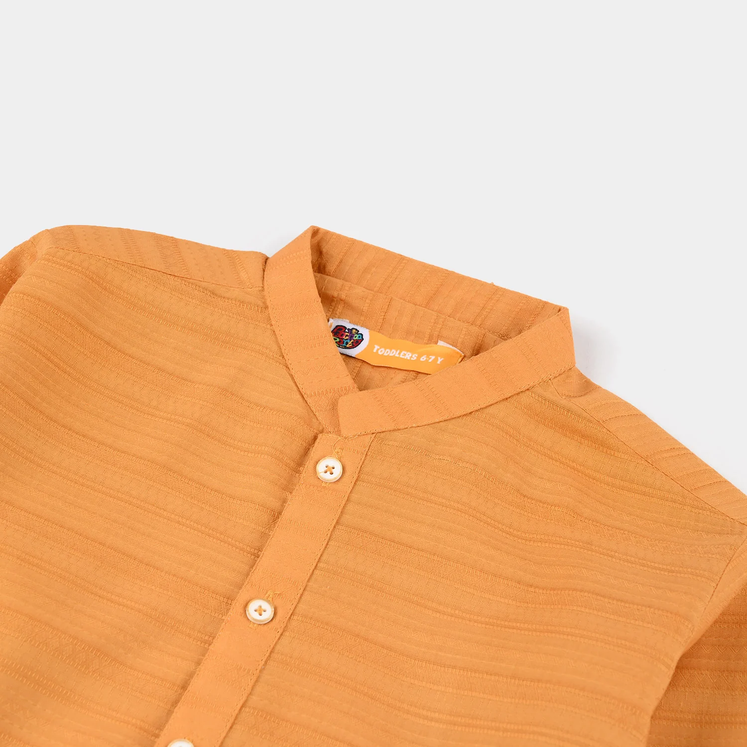 Boys Cotton Jacquard Basic Kurta – Yellow - Image 5