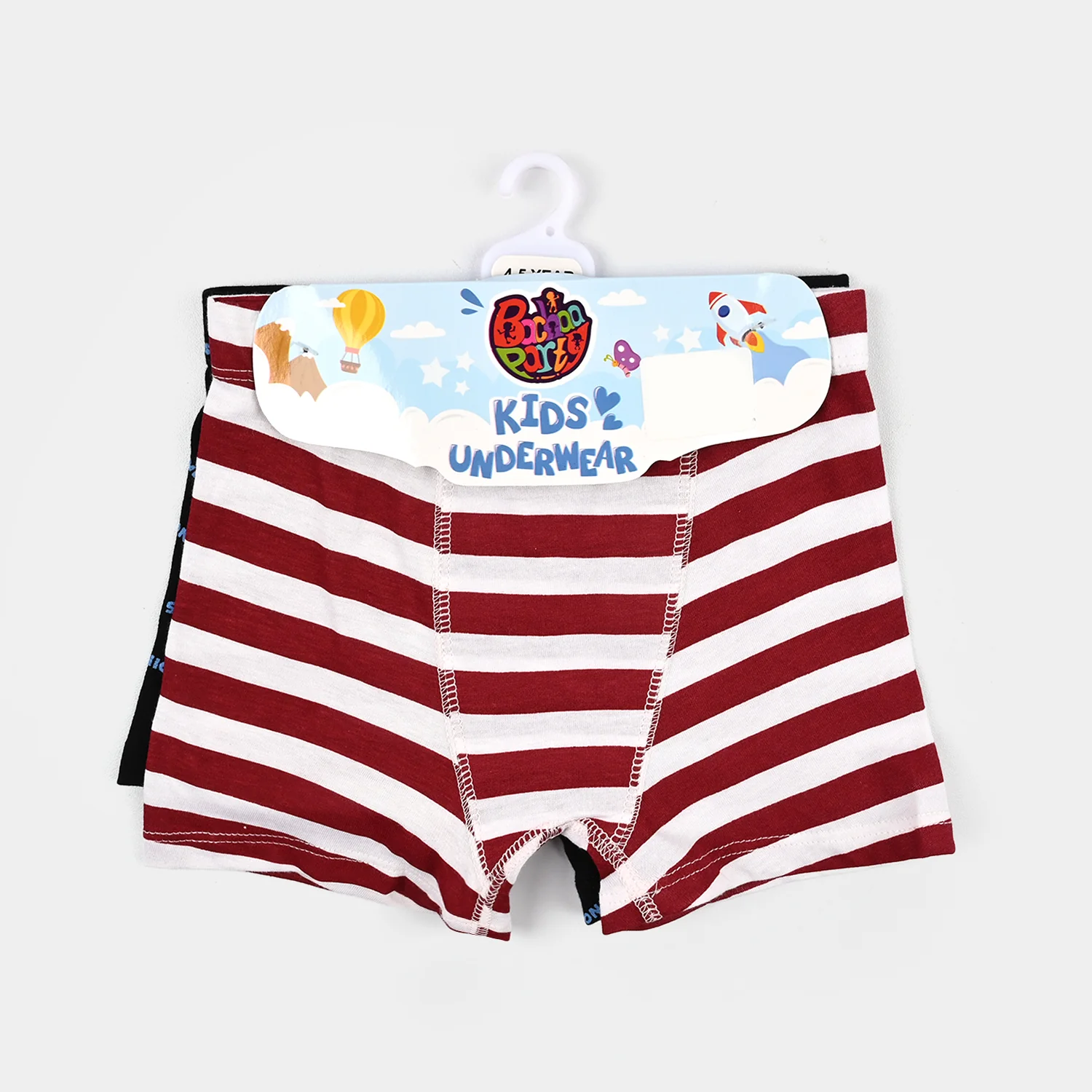Boys Cotton Jersey  Boxer-Stripe & Character AOP-Black.Maroon - Image 2