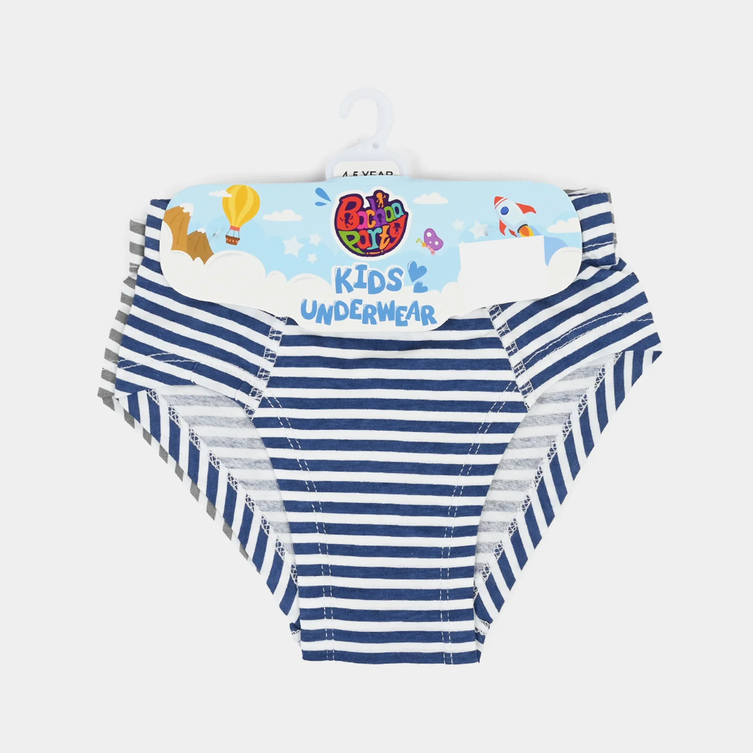 Boys Cotton Jersey Briefs Pack of 2 (Stripes) - Grey/Blue - Image 3