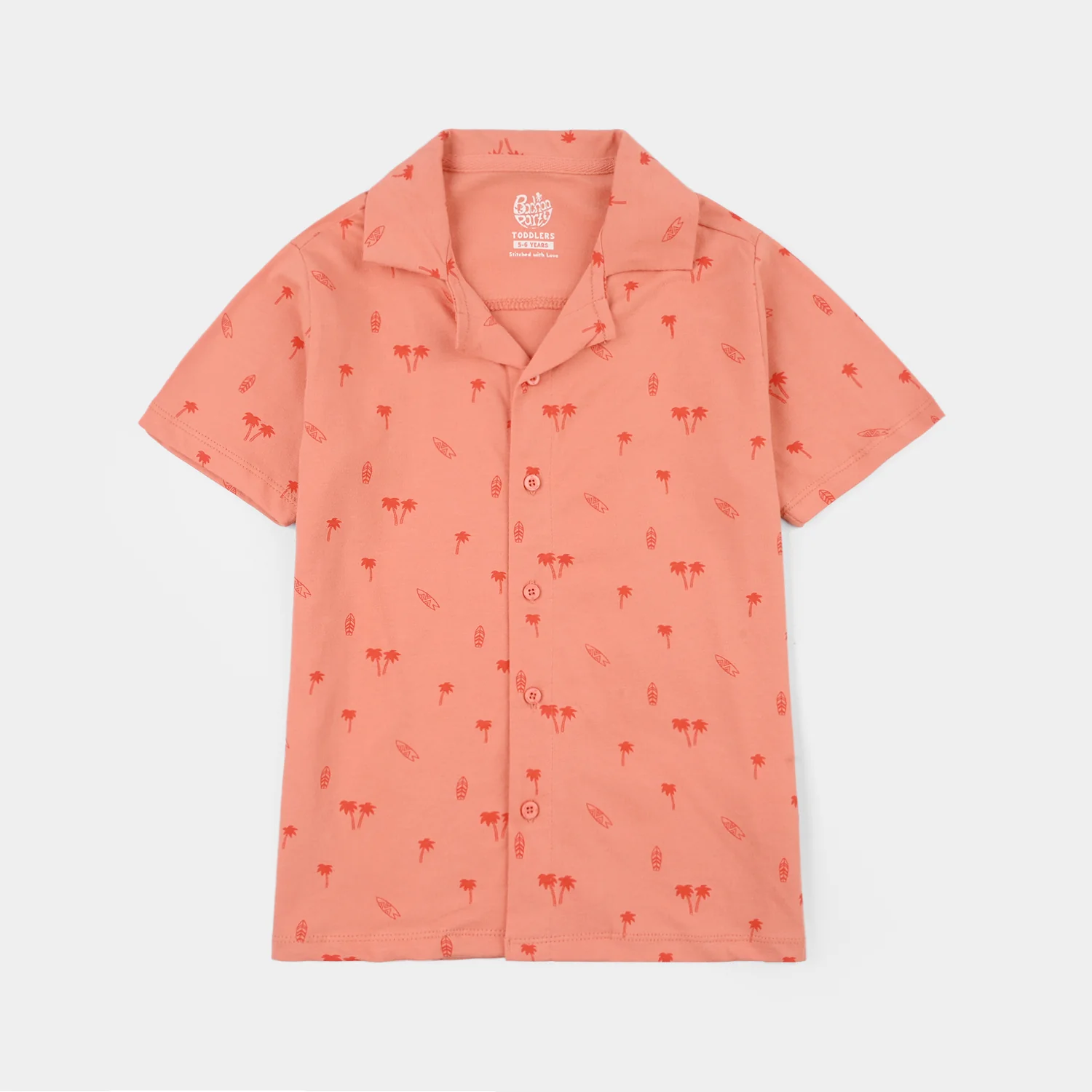 Boys Cotton Jersey Knitted Shirt (Surf and Tree) - Orange