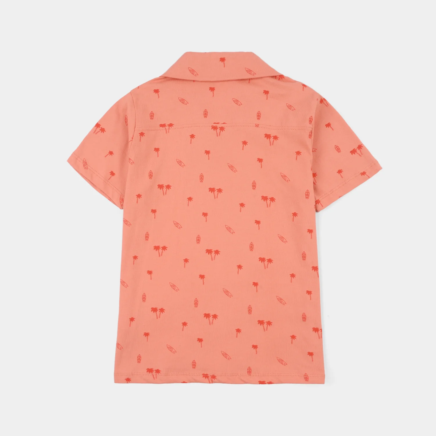 Boys Cotton Jersey Knitted Shirt (Surf and Tree) - Orange - Image 3
