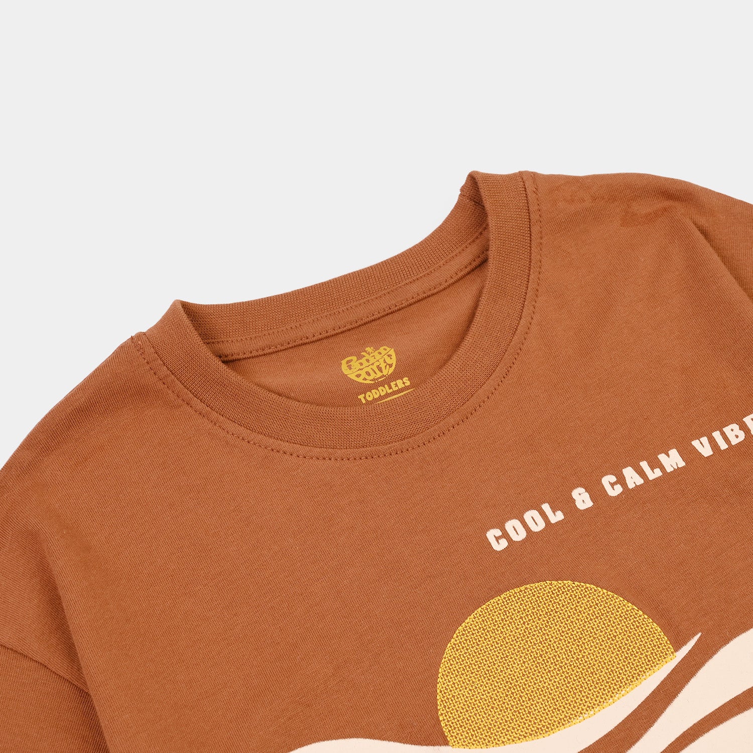 Boys Cotton Jersey T-Shirt Cool & Calm Vibe-BROWN - Image 2