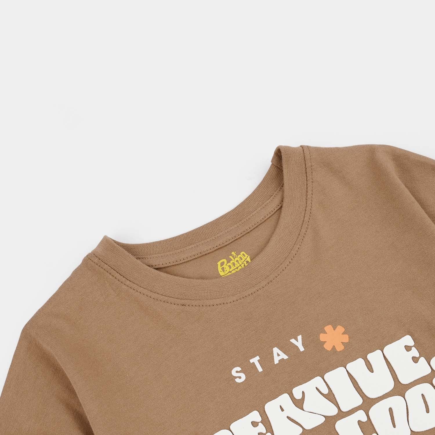 Boys Cotton Jersey T-Shirt H/S Creative Stay Cool-BROWN - Image 2