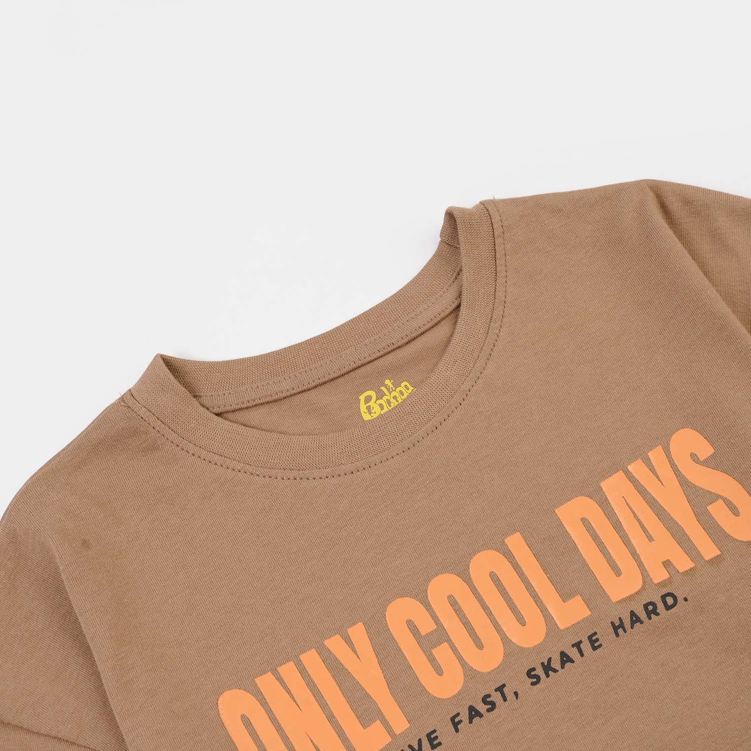 Boys Cotton Jersey T-Shirt H/S Only cool Days-BROWN - Image 2