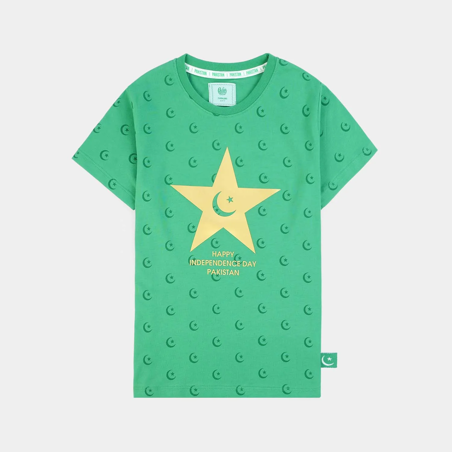 Boys Cotton Jersey T-Shirt Independence Day-Green