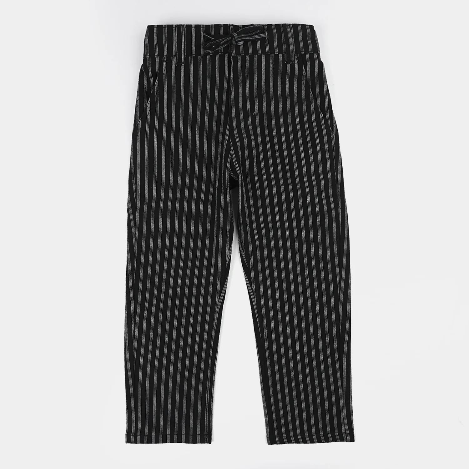 Boys Cotton Pants (Stripe) - Black