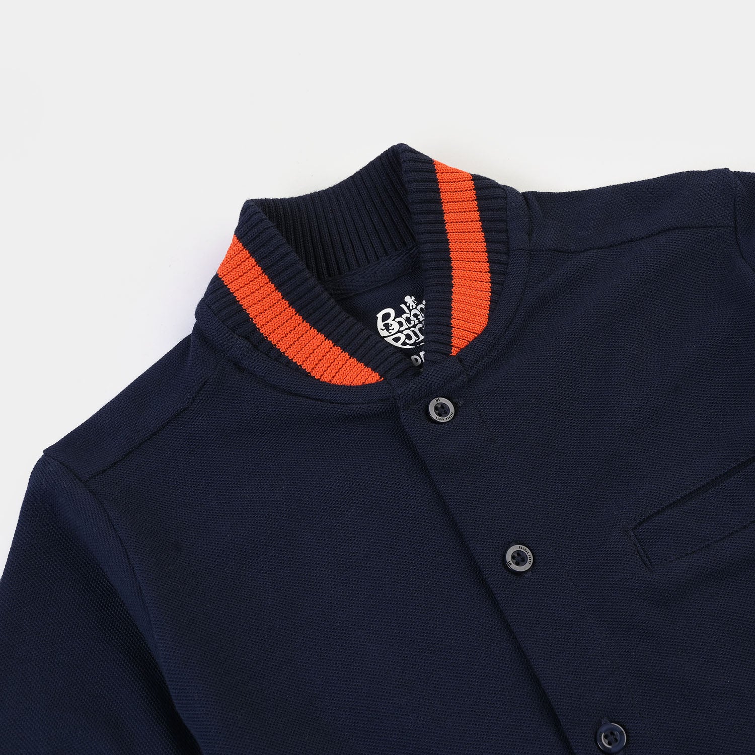 Boys Cotton PK Knitted Shirt Basketball- Navy - Image 2
