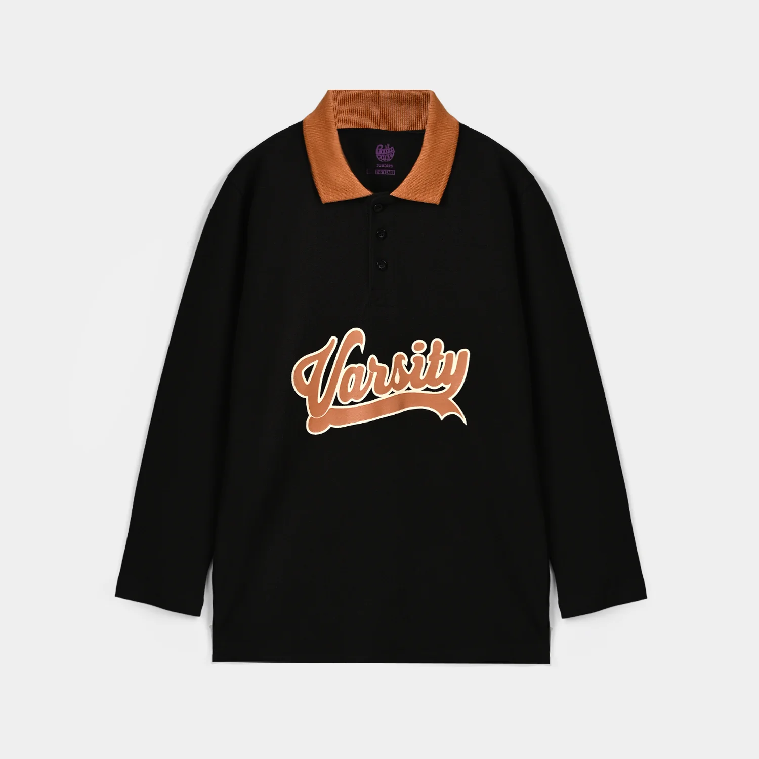 Boys Cotton Polo Varsity - BLACK