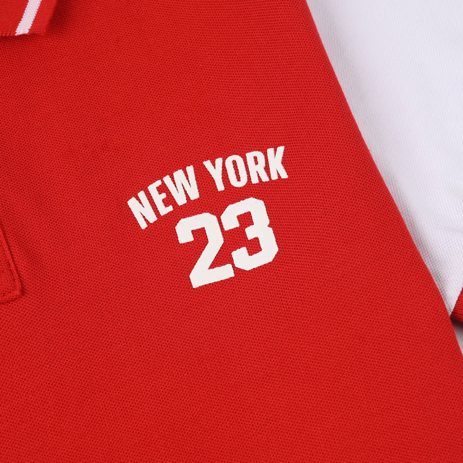 Boys Cotton PK Polo New York - Red/White - Image 3