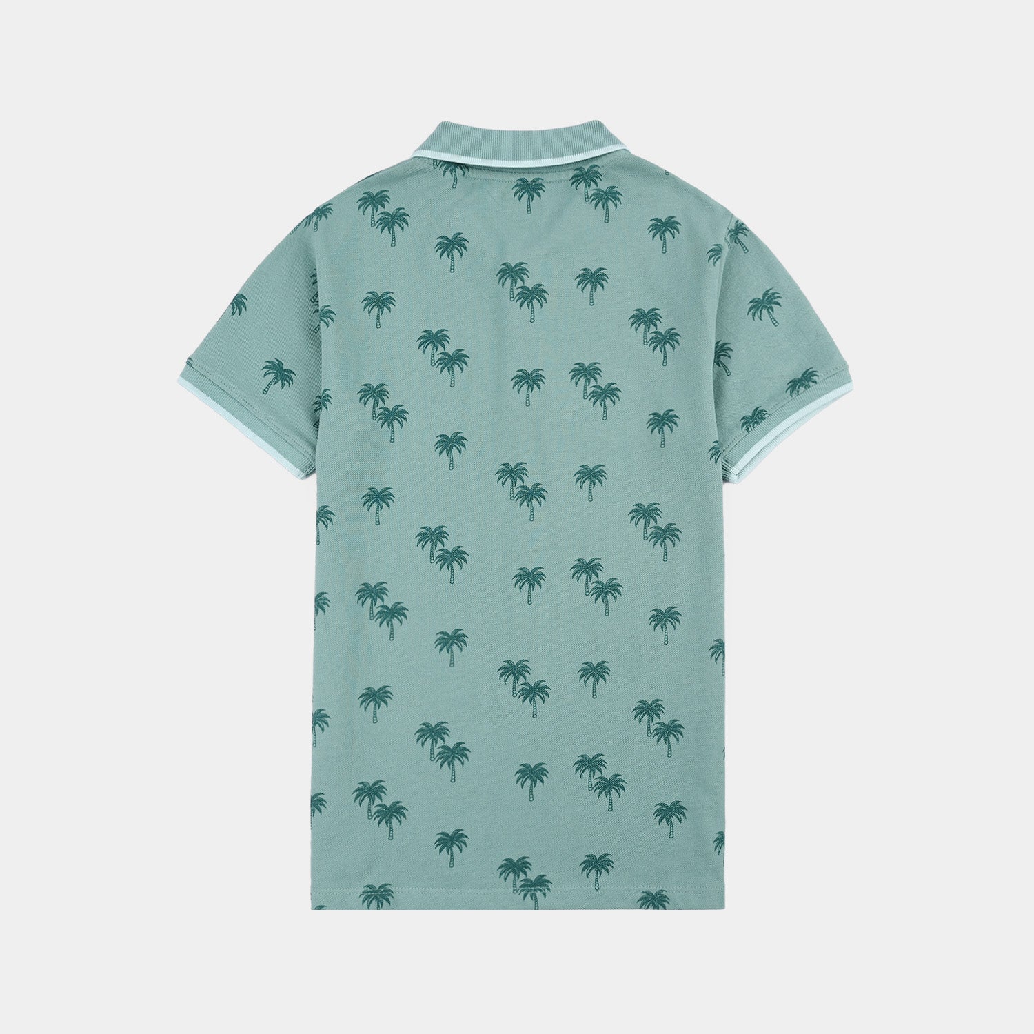 Boys Cotton PK Polo Palm Tree-Blue - Image 5