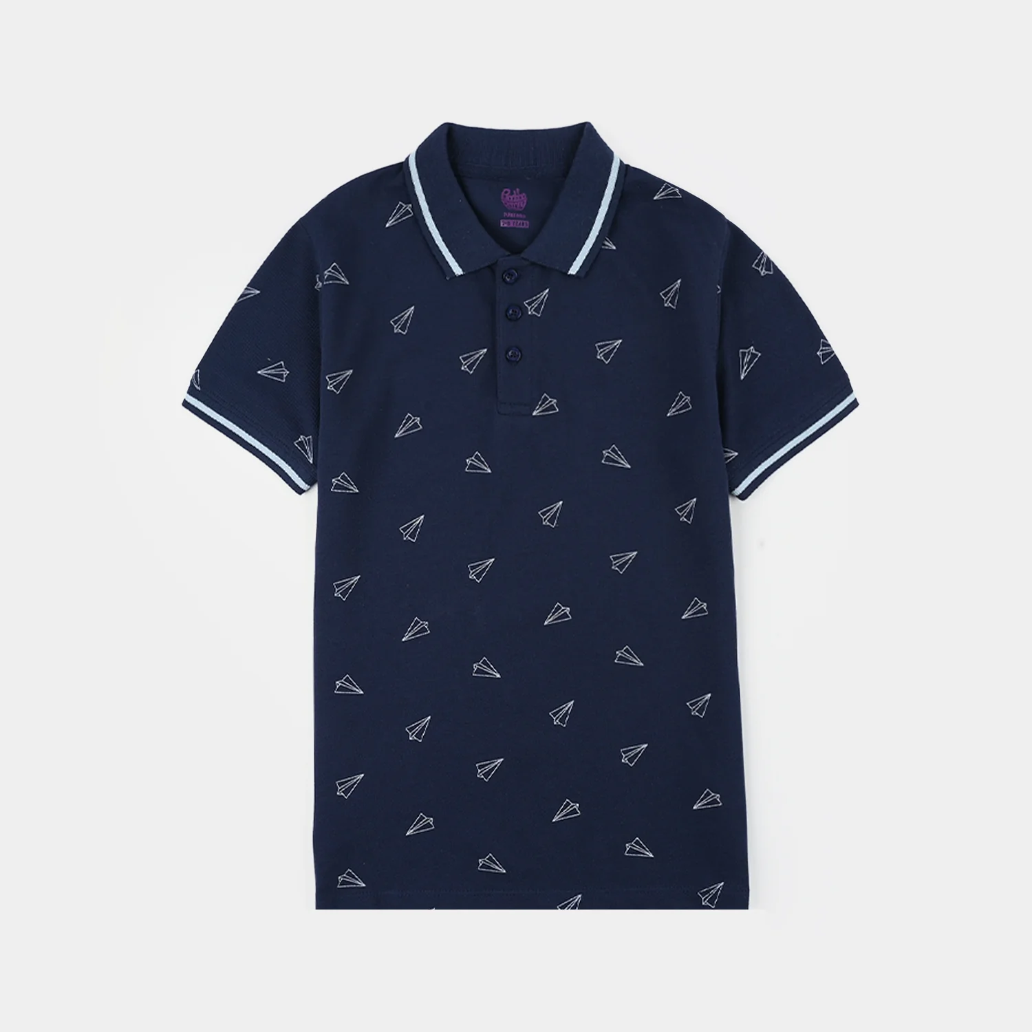 Boys Cotton PK Polo Plane-NAVY