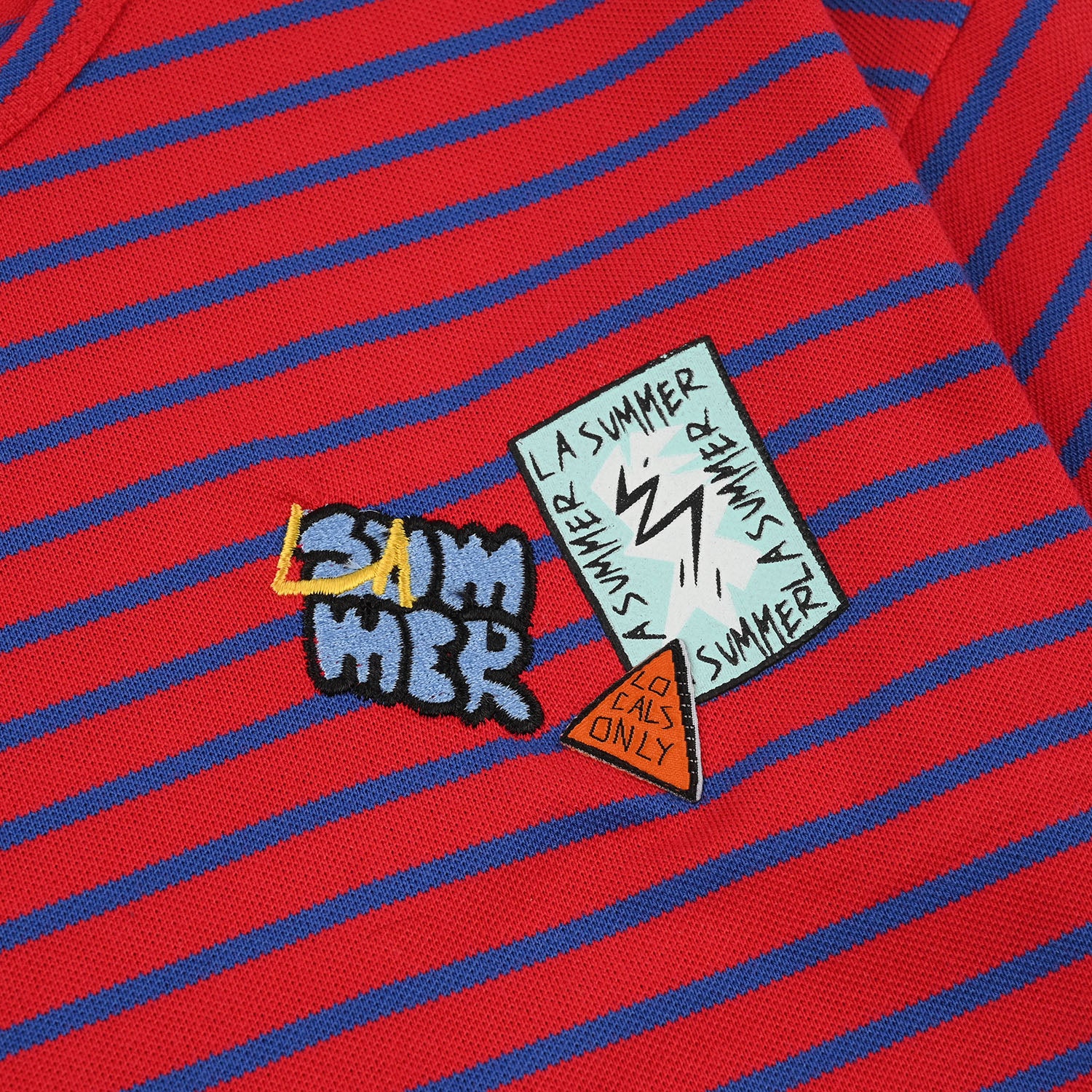 Boys Cotton PK T-Shirt (Summer Locals) - Red/Black Stripes - Image 2