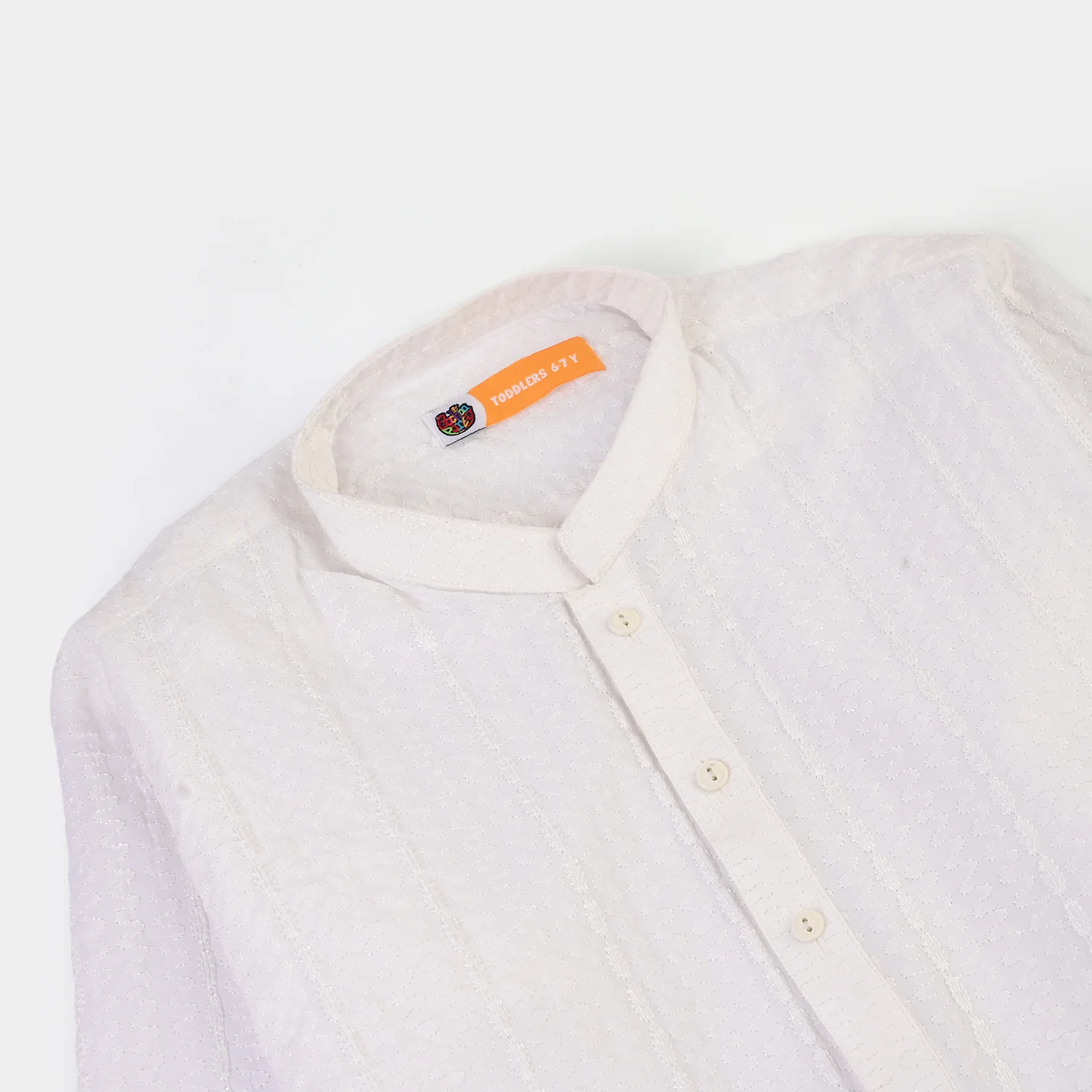 Boys Cotton Poplin 2Piece Suit (Chicken Kari)-WHITE - Image 3