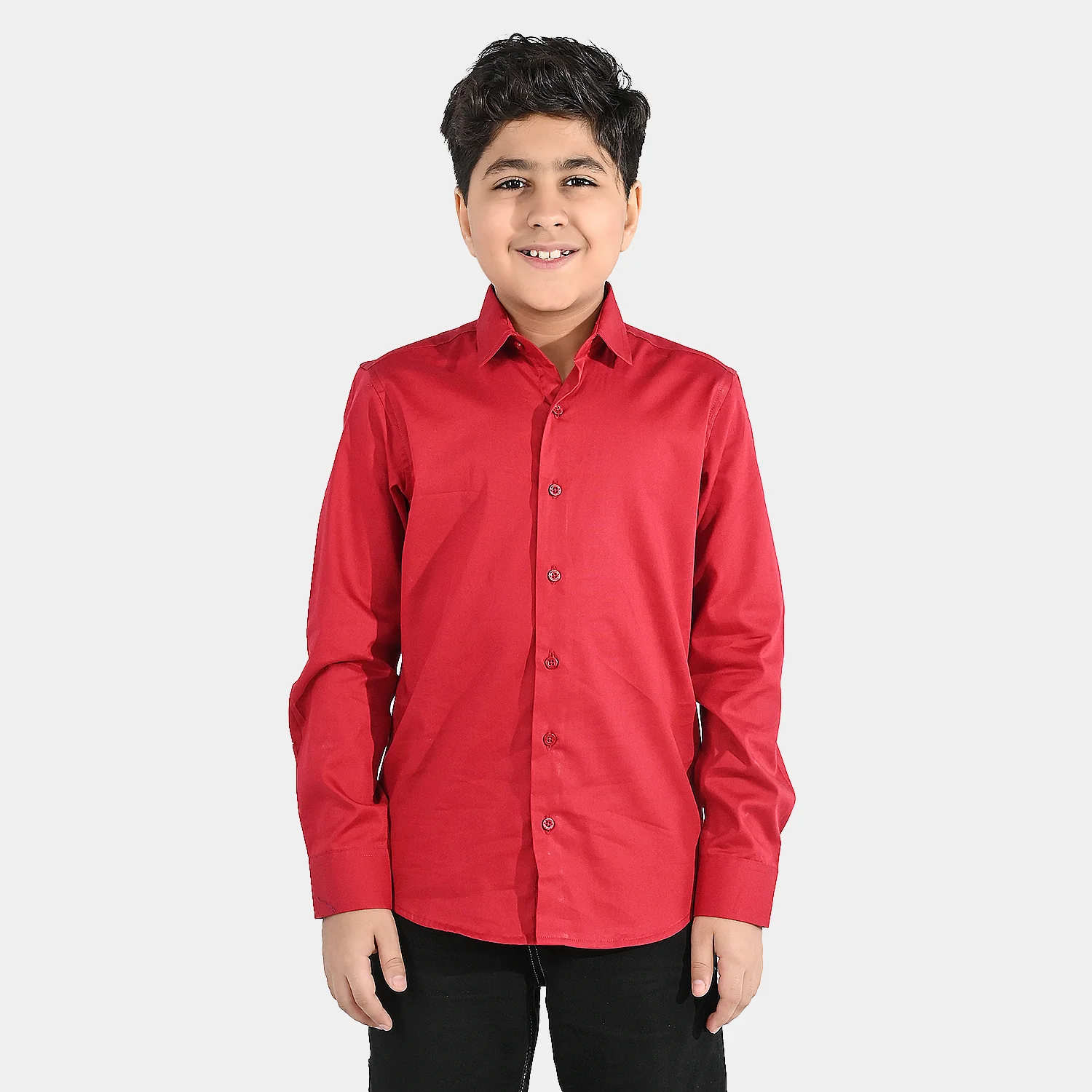 Boys Cotton Poplin Formal Shirt - Red