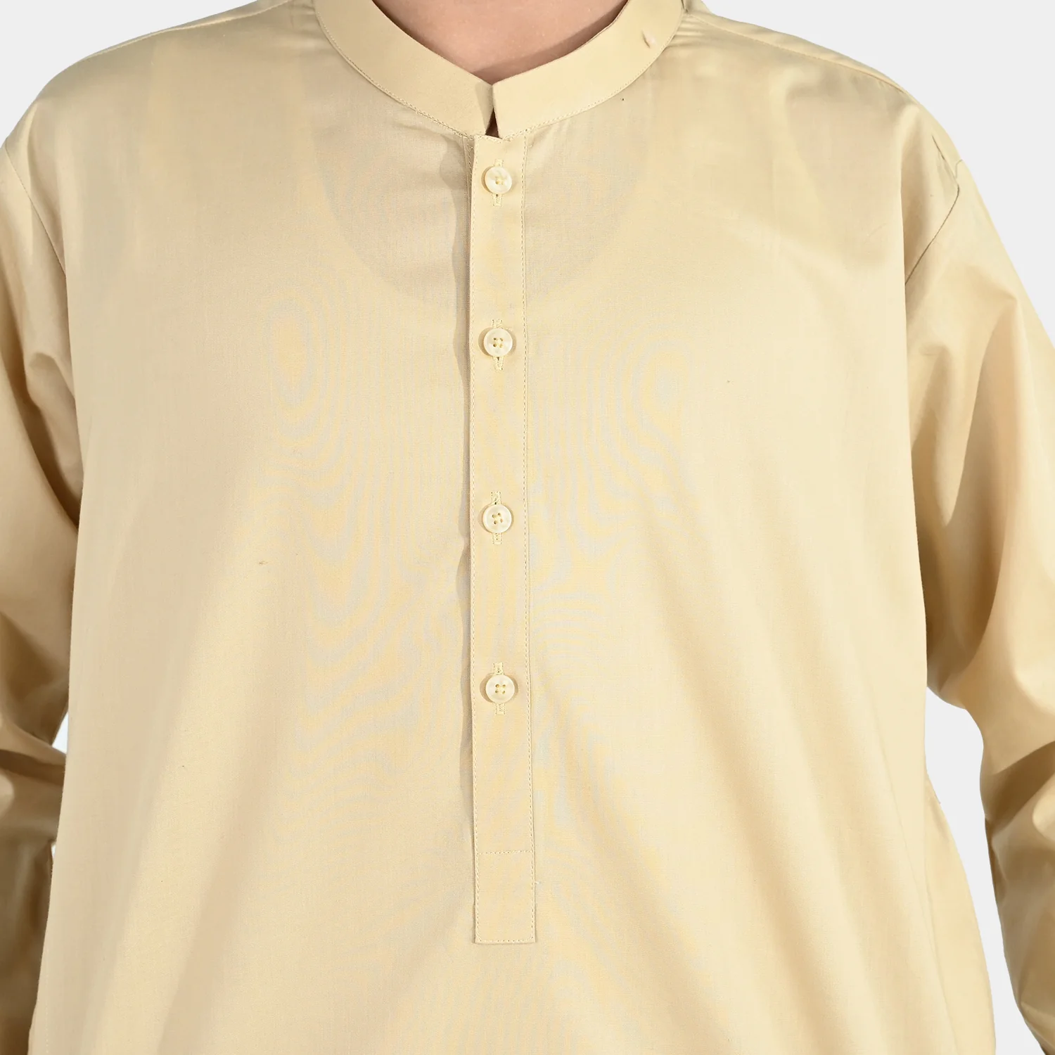 Boys Cotton Poplin Kurta Pajama - Beige - Image 3