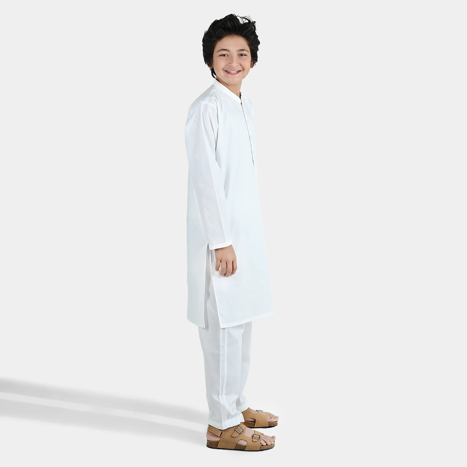 Boys Cotton Poplin Kurta Pajama - White - Image 4