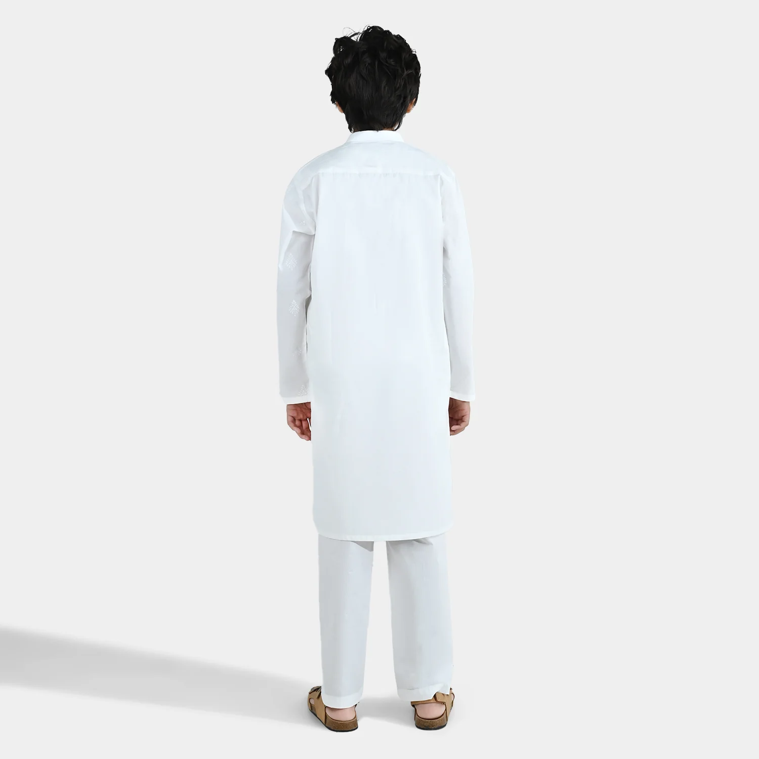 Boys Cotton Poplin Kurta Pajama - White - Image 6