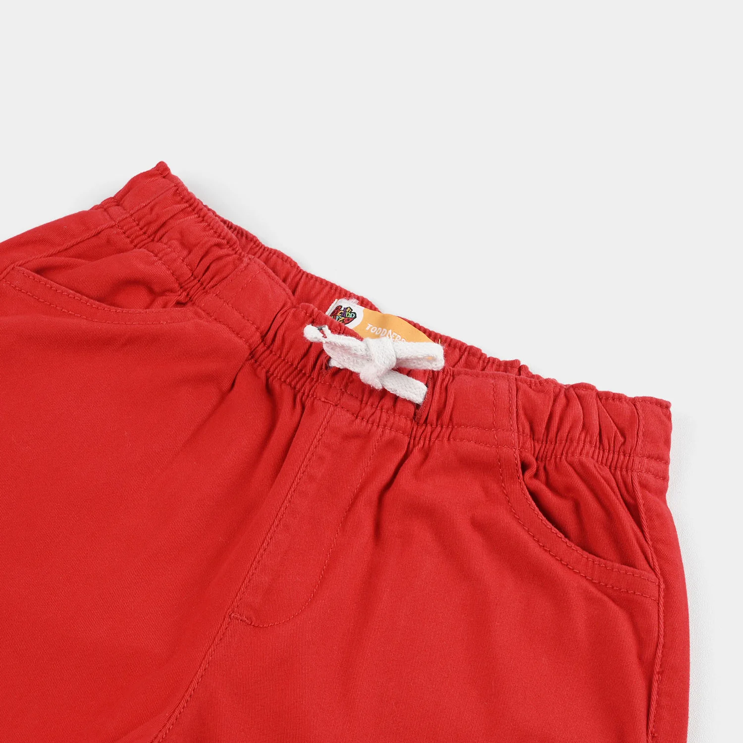 Boys Cotton Twill Shorts (Plain) - Red - Image 3