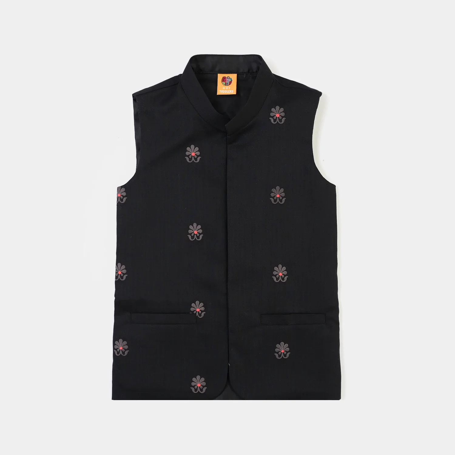 Boys Cotton Slub 3Piece Suit (Black Puff) - Image 6