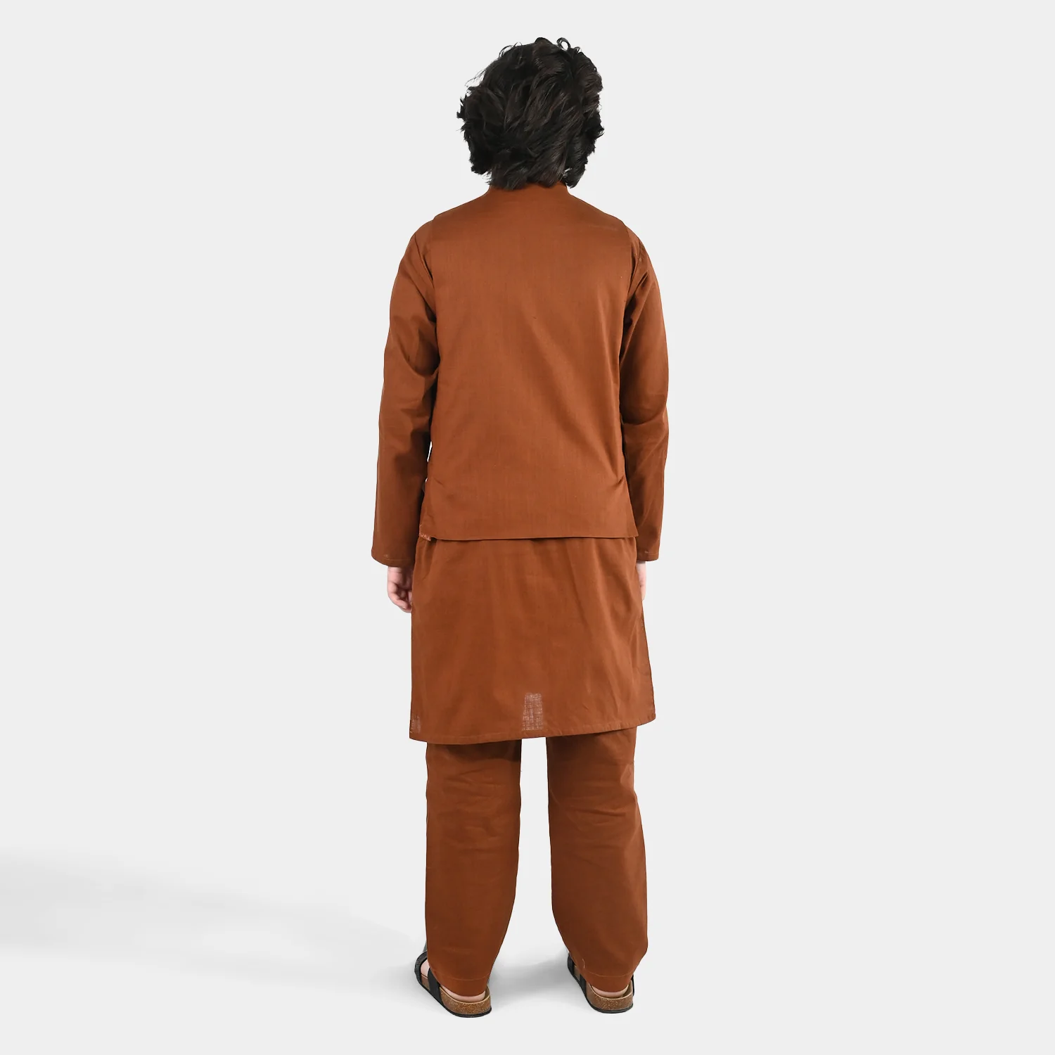 Boys Cotton Slub 3-Piece Suit - Brown - Image 4