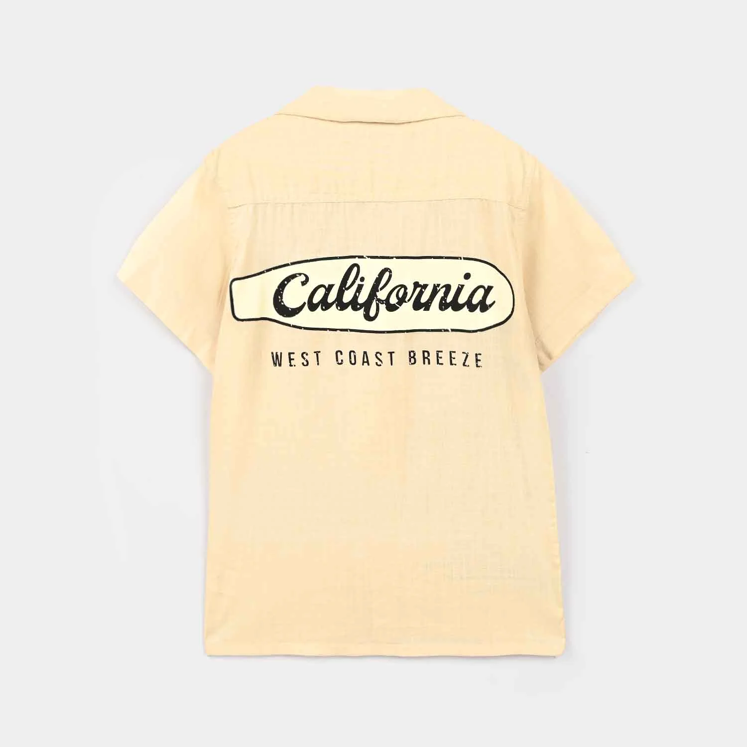 Boys Cotton Slub Casual Shirt H/S West Coast-Sand - Image 4